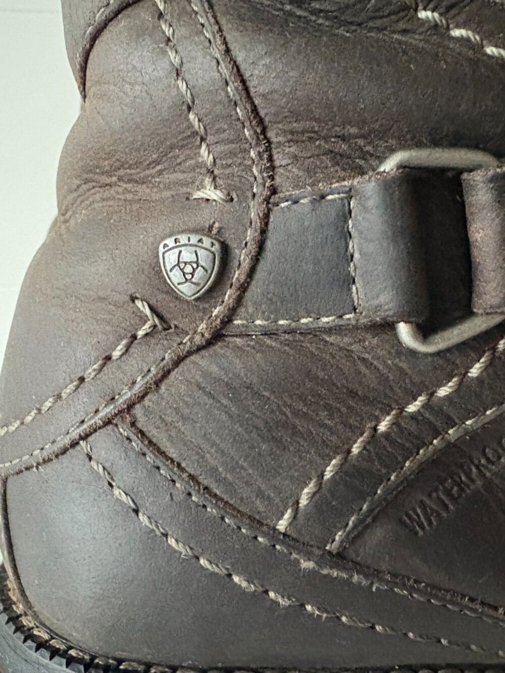 ARIAT Grey/Brown Leather Combat Boots, size 8, Excellent Condition